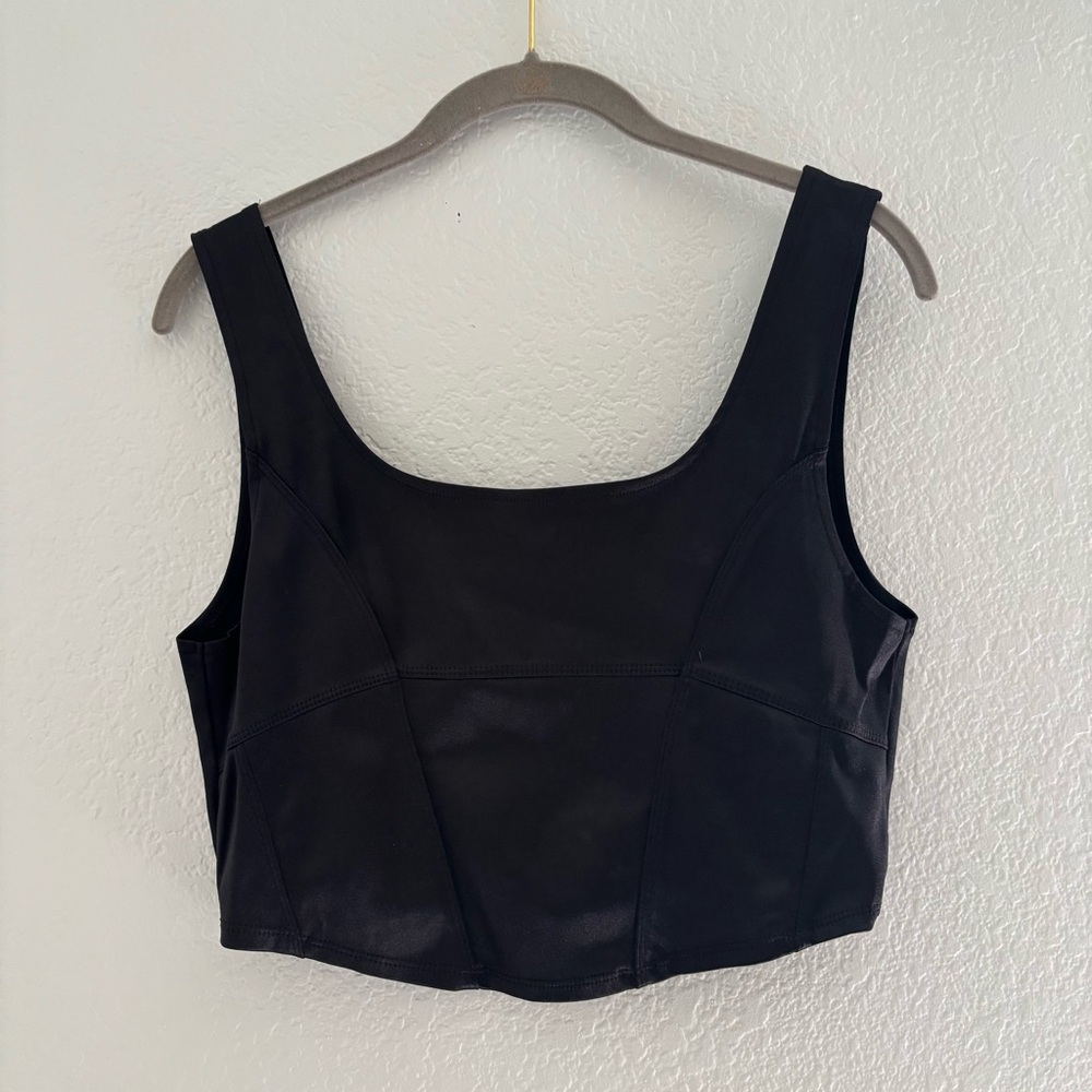 H&M Black Satin Crop Top